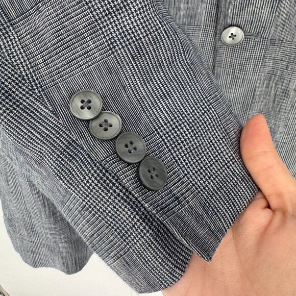 Lauren Ralph Lauren Linen Glen Plaid Blazer 44R Classic Navy Check - Picture 13 of 15